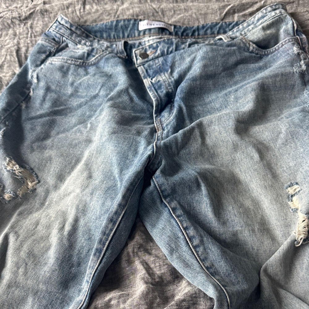 Flying Monkey Light Blue Distressed Boyfriend Jeans - Picture 3 of 7